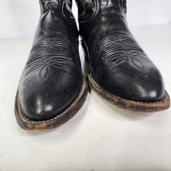 TONY LAMA Style 2923 Mens Size 13AA Black Leather Longhorn Cowboy Western Boots - Picture 10 of 16